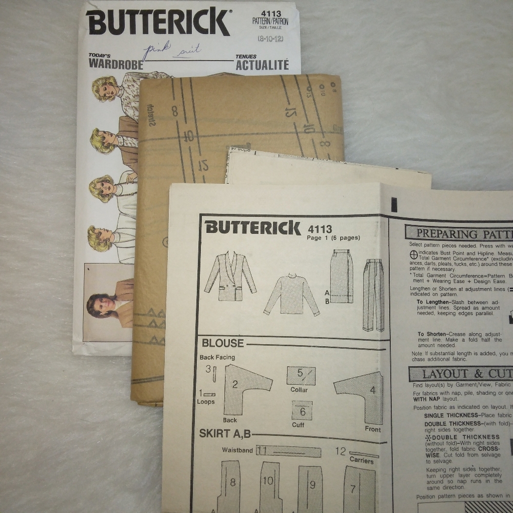 BUTTERICK 4113 Sz 8-12 Misses Professional Wardrobe Jacket Blouse Skirt Pants - Picture 3 of 5